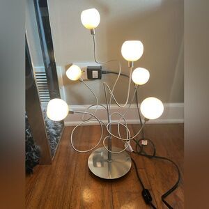 vintage octopi 6 lite table lamp w. frost glass shade by lite source